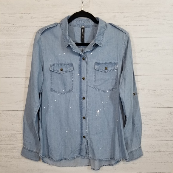 NWT Design Lab Lord & Taylor Splatter Paint Tee - Picture 2 of 8